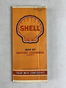 VTG SHELL OIL GAS TRAVEL MAP BRITISH COLUMBIA ALBERTA CANADA PETROLIANA - Picture 1 of 5