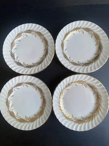 1939 AYNSLEY ENGLAND KENT RIM 6 1/2" PLATES Set of 4 GOLD LEAVES SWIRLGOLD 8170 - Picture 1 of 6