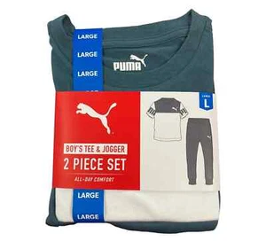 Puma Boy's Grey/White All Day Comfort Tee & Jogger Set - Sizes XL/XXL - NWT - Picture 1 of 3