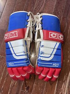 Vtg Hockey Gloves CCM HG11 Thumb B-HG11 Pro-guard Red White and Blue