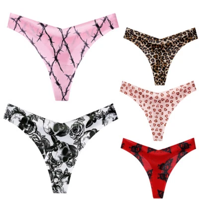 Lote com 5 calcinhas femininas sexy tanga fio dental biquínis roupa íntima lingerie cueca - Imagem 1 de 4