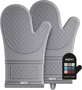 Silicone Oven Mitts, Heat Resistant Oven Gloves with Quilted Liner, Waterproof & - Picture 1 of 7
