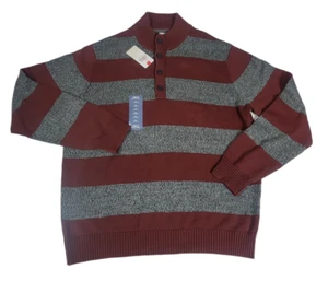 Neu IZOD Pullover Salzwasser Henley Gr. XL gestreifter Raglan Langarmpullover Neu mit Etikett - Bild 1 von 8