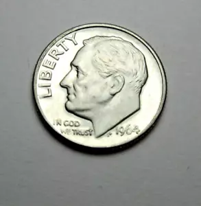 1964 Roosevelt Dime 90% Silver Brilliant Uncirculated in Original Cello - Picture 1 of 4