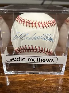 Eddie Mathews autograph ball, 500 HR Club member! JSA:AG20834. Case included - Picture 1 of 5