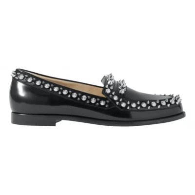 Mocasín Christian Louboutin Mattia Spikes Donna plano de cuero de becerro negro 39 Foto 1 de 4
