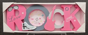 Concepts Kids 3 x 3 in. Photo Frame and Rock Star Wall Art Pink/Gray/White New - Picture 1 of 5