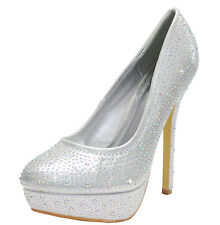 New women's shoes stilettos pumps rhinestones formal evening wedding prom Silver
