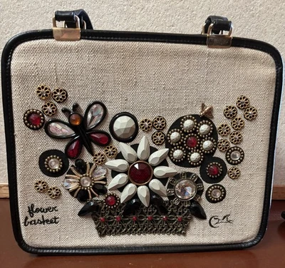 Винтажный Enid Collins цветок корзина драгоценностями сумка с короткими ручками Дамская сумка сумочка - Изображение 1 из 4
