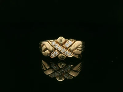 Unusual 18ct Yellow Gold & Diamond Puzzle Ring - Size M - Image 1 of 4