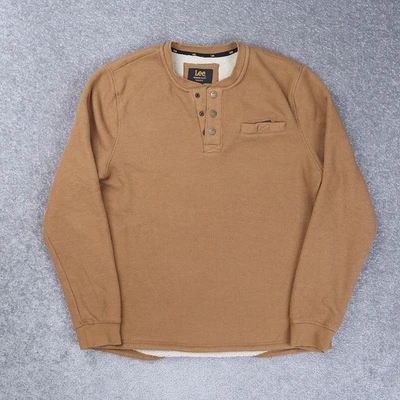 Camisa Lee Faux Sherpa Forrada 1/4 Snap Mediana Marrón Manga Larga Foto 1 de 4