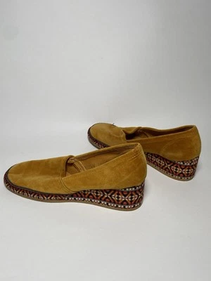 Zapato de cuña vintage talla 10 años 70 Keds saltamontes miel oro ribete trenzado Foto 1 de 4