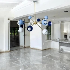 12 Light Brass Chandelier – Mid Century Modern Ceiling Light Fixture – Handmade - Picture 1 of 7