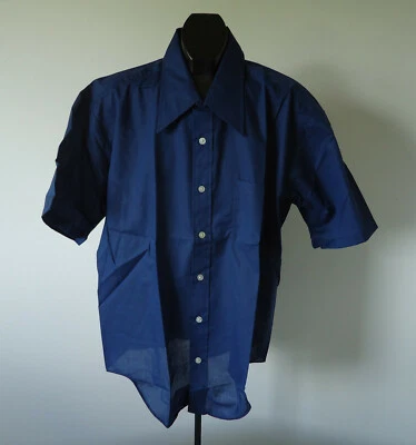 CAMISA masculina vintage NOS 70s geek chique gola grande GOLDEN VEE 17 1/2  - Imagem 1 de 4