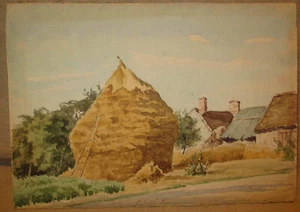ancien petit tableau scène de village Bourguignon Bourgogne XIX ème - Picture 1 of 2