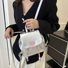 Zipper Handheld Backpack PU Leather Girls School Bags Shoulder Bag  Student