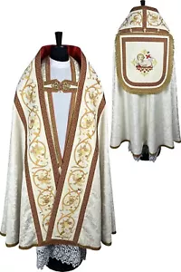 COPE off-white Gewand im römischen Stil, Damast/Samt, Stickerei - Bild 1 von 9