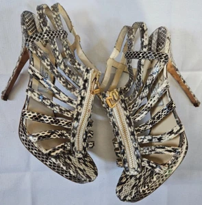 Jimmy Choo hochhackige Damen-Riemchensandalen Schlangenleder Reißverschluss vorne Python EU 41,5 US 11 - Bild 1 von 7