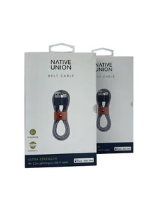 Native Union Belt Cable Zebra. NEW x 2 For Iphone MFI Certified - Picture 1 of 3