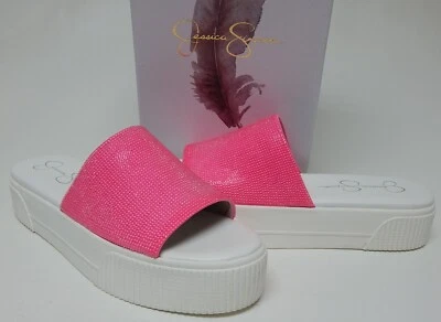 Sandalias Jessica Simpson Ezira Talla 8 M EU 38.5 Mujer Plataforma Deslizable Rosa Neón Foto 1 de 4