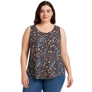 Van Heusen ärmellose marineblaue geblümte Bluse Damen XXL Cottagecore leichtes Oberteil - Bild 1 von 10