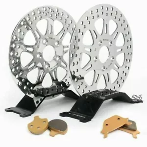 Polished 11.5" Front Rear Brake Rotors Pads FLSTC Heritage Softail FLSTF Fat Boy - Foto 1 di 9