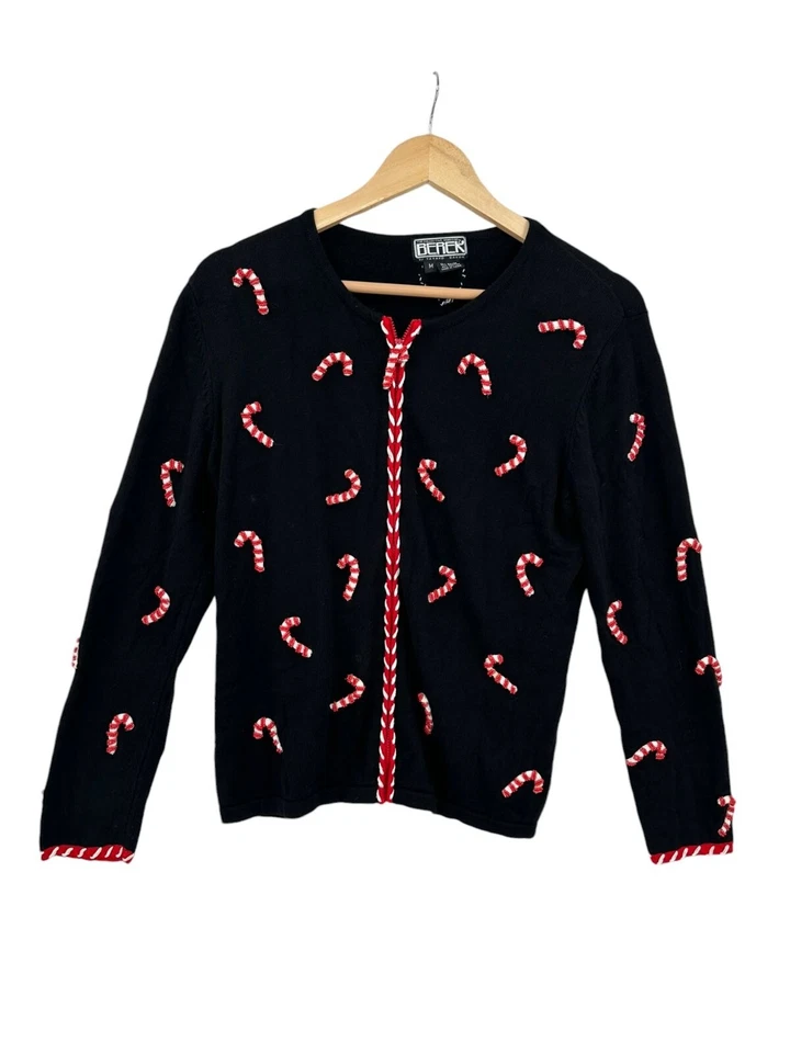 Suéter Berek De Colección Navidad Para Mujer Talla M Bastones de Caramelo Vacaciones Cuentas Grannycore Foto 1 de 4