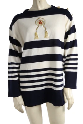 Suéter túnica vintage Jason Maxwell a rayas retroglam tejida estilo marinero talla M Foto 1 de 4