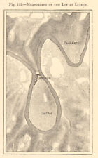 Meandering of the Lot at Luzech. Sketch map 1886 old antique plan chart