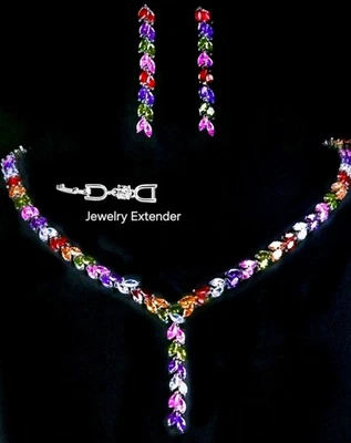 Juego de joyas enchapadas en oro blanco de 18k creado en laboratorio multicolor Swarovski Navette Stone Foto 1 de 4