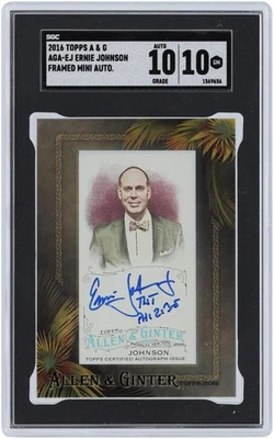 Tarjeta firmada por Ernie Johnson 2016 Topps Allen & Ginter Mini #AGA-EJ SGC 10/10 Foto 1 de 2