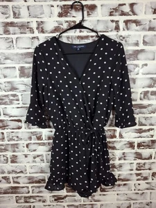 One Clothing Los Angeles Small One Piece Jumper Black Polka Dot Ruffles Romper - Picture 1 of 5