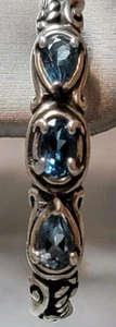 Carolyn Pollack Blue Topaz Silver Hoop Earrings Medium - Picture 1 of 5