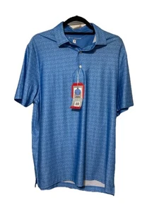 Hickey Freeman Shirt Adult Medium Blue Pattern Golf Polo Performance Mens - Picture 1 of 7