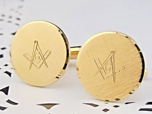 Gemelos enchapados en oro Anson firmados masónicos de colección 3/4" - Imagen 1 de 5