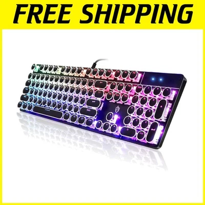 Vintage Style Blue Switch Gaming Keyboard with RGB Backlit - Image 1 of 4