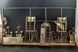 c.1970s Metal Wire Sculpture Copper Cafe/Bar/Bistro Scene, Hong Kong 19"X10" OBO - Picture 1 of 5