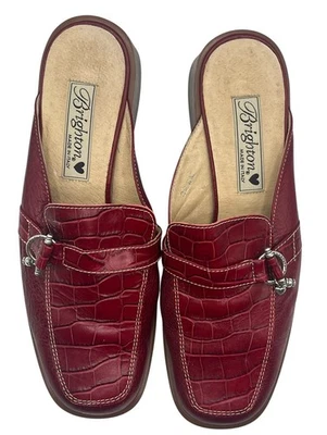 Mocasines para mujer Brighton Jordan rojo cuero deslizable mula talla 8 m Foto 1 de 4