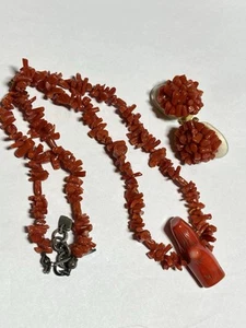 Lotto collana e orecchini perle con chip di corallo RR1642 - Foto 1 di 5