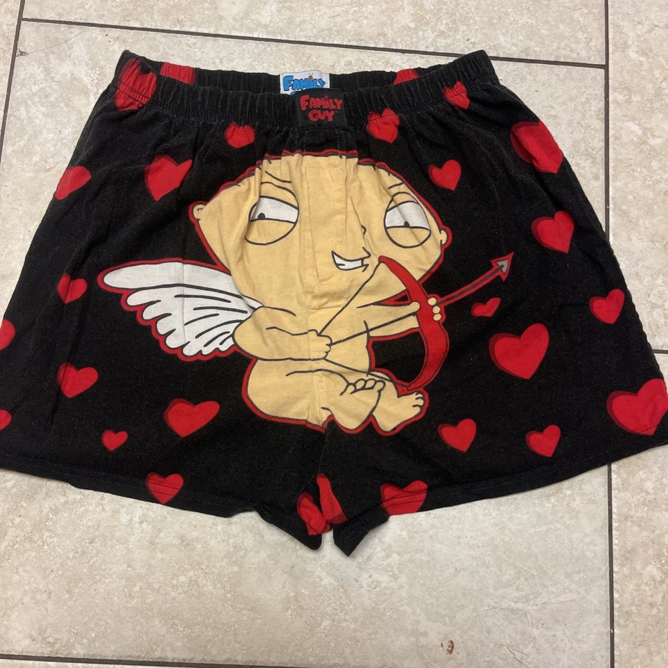 Pantalones Cortos de Salón Stewie San Valentín 2007 De Colección Y2K Family Guy Pequeños 28-30 Boxers Foto 1 de 4