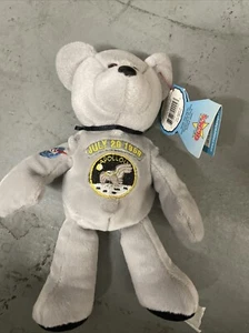 '99 Treasure Champs Apollo 11 Moonbeam Gray Plush Bear 30 Yr Anniversary 1st Gen - Picture 1 of 6