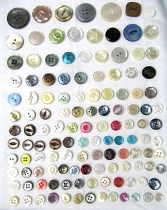 Vtg Buttons Assorted Sizes Colors Old Transparent Iridescent 127 Lot Sewing H6 - Picture 1 of 12