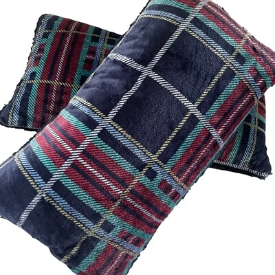 2 Vera Bradley Tartan Plaid Throw Pillow 22x12 Fleece Soft Plush Home Decor NEW - Image 1 of 4