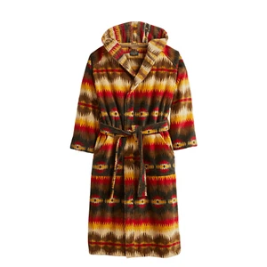 NWT Pendleton Olive/Red/Gold TYE RIVER Terry Velour Hooded Robe UNISEX S/M - Picture 1 of 5
