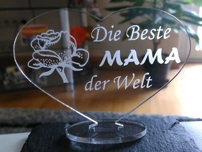HERZ  BESTE MAMA MUTTERTAG GEBURTSTAG GESCHENK ACRYL LIEBE* - Bild 1 von 4