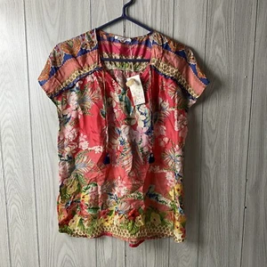 Brandneu mit Etikett Johnny Was Rapsodia Arianna Boho-Seidentop mit Bindeband Blumenmuster Multi XS 270 $ - Bild 1 von 8