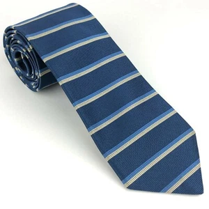 Brooks Brothers Makers Men's English Silk Tie Stripe Blue Off-White 56 3/4" L - Imagen 1 de 12