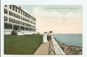 Di fronte al Young's Hotel York Beach Maine cartolina d'epoca ME - Foto 1 di 2