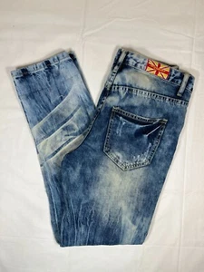 MACHINE POUR NEUF MODE Distressed Yellow Stone Wash Boyfriend Jeans Size 3/27 - Picture 1 of 8