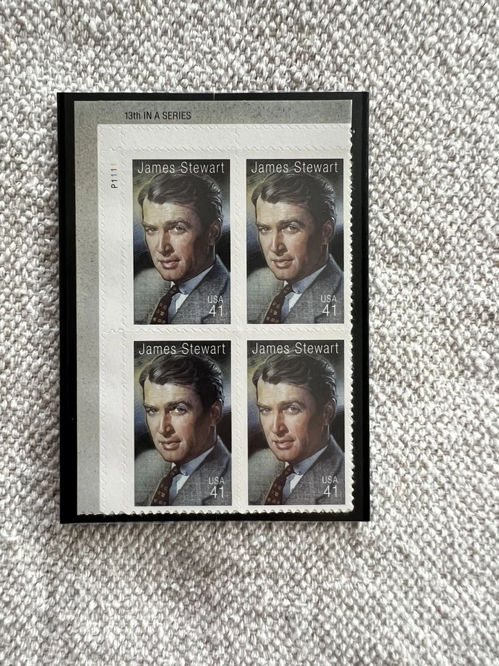 US Stamps Scott 4197 41c 2007 James Stewart Plate Block F-MNH Plate Block P1111 - Image 1 of 1